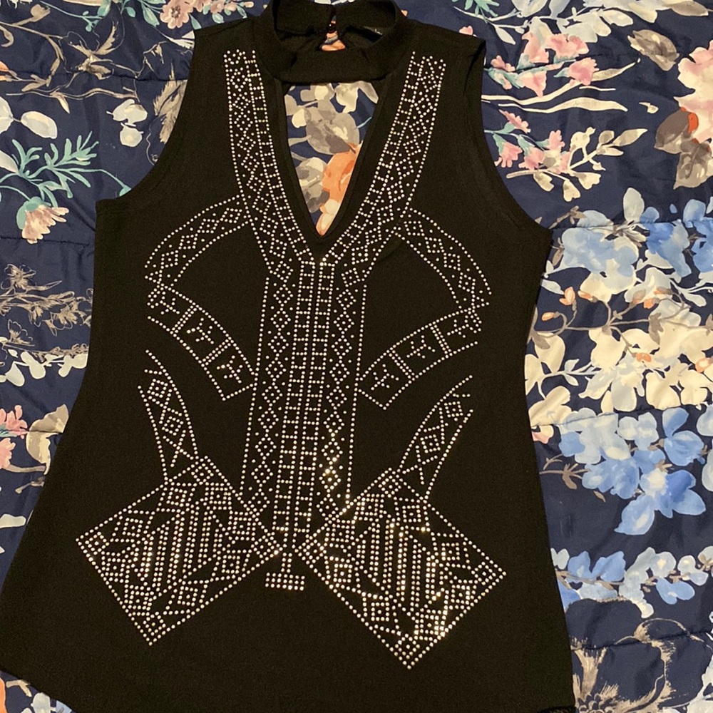 love J Medium Black rhinestone shirt